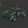 Armored Military Vehicle With Roof Mounted Light Gray And Beige Exterior Windows And Wheels