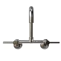 Modern Stainless Steel Wall Mounted Faucet with Double Handles for Kitchen Use