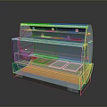 Modern Commercial Display Cabinet With Transparent Glass Top Marble Countertop And Green Body