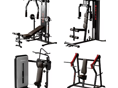 Modern Home Gym Sports Equipment With Multi Station Trainer Bench Press And Ab Machine 3d model