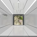 New Energy Exhibition Area With Modern White Interior Geometric Lines And Green Landscape Window