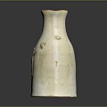 White Ceramic Vase With Handle And Carved Human Figure Design For Home Decor