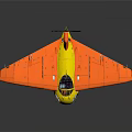 Vibrant Orange Yellow Passenger Plane With Propeller Single Engine Transparent Cockpit And Wings 3d model