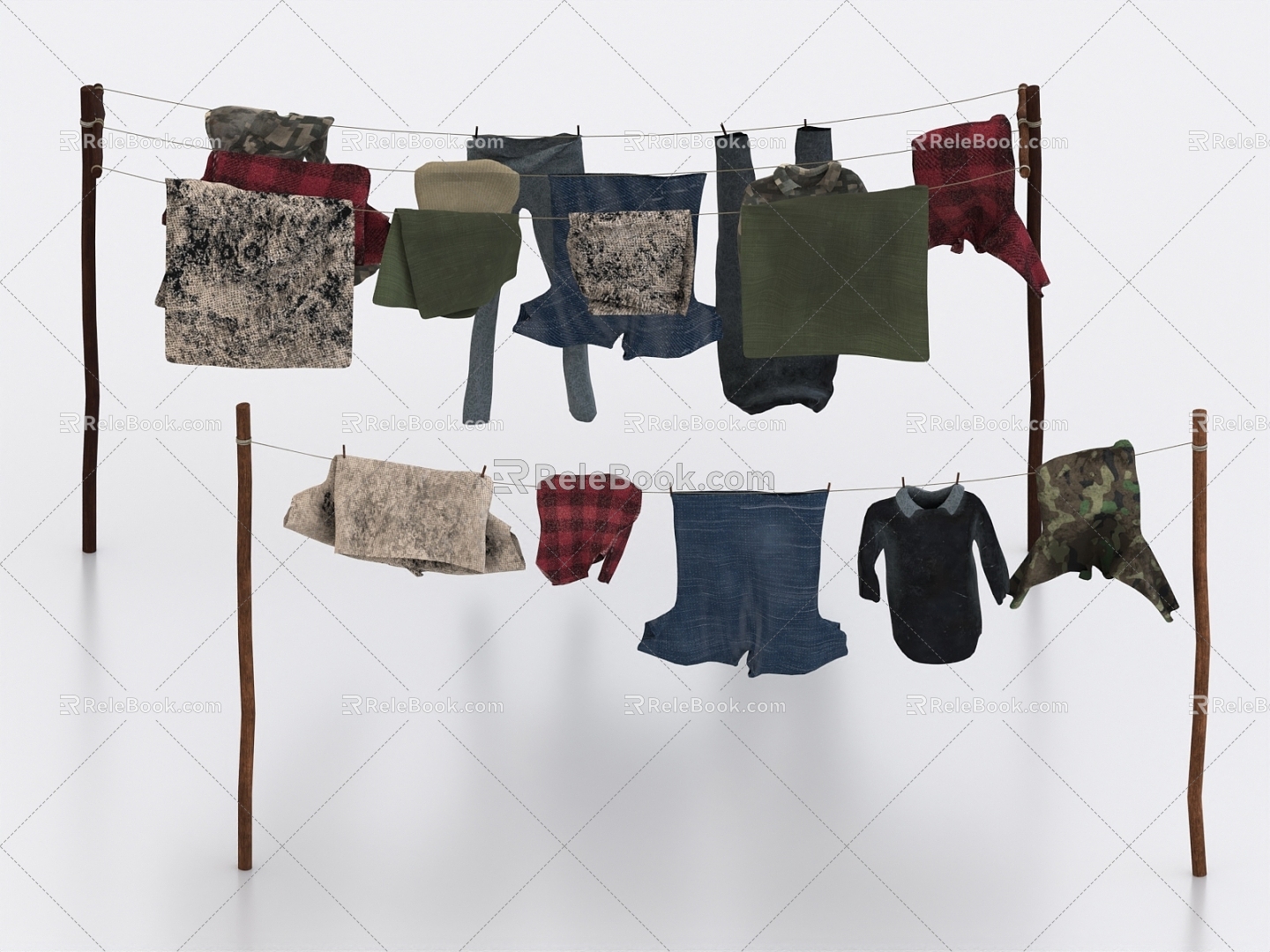 Outdoor drying rack clothes clothes clothes 3d model