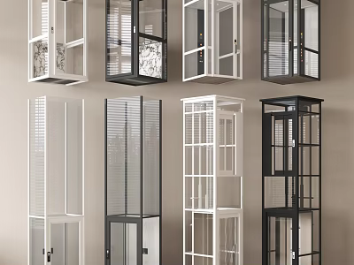 Various Modern Elevator Designs With Glass Panels Metal Frames And Blind Details 3d model