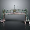 Vintage Green Metal Industrial Bridge Structure With Tower Framework And Base Design