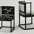 Modern Leisure Chairs With Black Frame Patterned And Light Green Upholstery Design