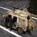 Military Functional Vehicle Carrying Soldiers Driving on Dirt Road in Off-Road Terrain