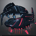 Futuristic Sci Fi Crab With Blue And Pink Glowing Mechanical Structure