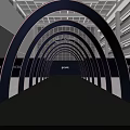 Modern Arched Tunnel Structure With LED Screen And Black Carpet 3d model