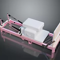 Pink Pilates Reformer Equipment With White Cushion And Metal Frame For Home Fitness Workouts