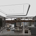 Elegant Modern Living And Dining Room Interior With Marble Sofa Coffee Table And Lighting