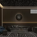 Modern Luxury Home Theater Interior With Starry Ceiling And Sofas
