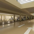 Multi Level Parking Garage With Parked Cars Columns Yellow Black Stripes Smooth Flooring Ample Lighting