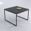 Black Square Coffee Table With White Plate And Yellow Fruits In Minimalist Design