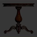 Classic Round Table With Dark Marble Top And Wooden Carved Legs