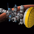 Advanced Space Station With Modular Design Solar Panels And Circular Module Orbiting Mars 3d model