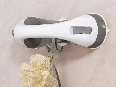 Wall Mounted Modern Bathroom Hook With White And Gray Design Hanging Shower Puff 3d model