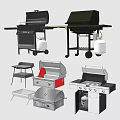 Different Types Of Outdoor Grills With Portable Standing Metal Frame And Shelf Designs
