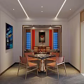 Luxurious Wine Cellar Interior With Sofas Coffee Table Blue Racks Red Accents Lighting And Paintings