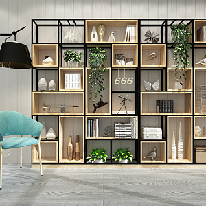 Industrial LOFT Bookshelf Decorative Rack 3d model