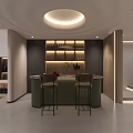 Modern Duplex Living Room Design With High Ceiling Pendant Lights Sofa And Stone Feature Wall