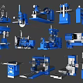 Various Blue Industrial Equipment Including Machine Tools And Mechanical Devices 3d model