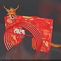 Red Event Archway With Dragon Decoration 2024 Lanterns And Traditional Patterns 3d model