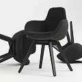 Modern Black Single Sofa With Comfortable Armrest And Sturdy Wooden Legs Design