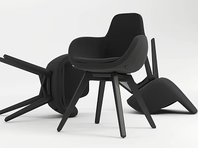 Modern Black Single Sofa With Comfortable Armrest And Sturdy Wooden Legs Design 3d model