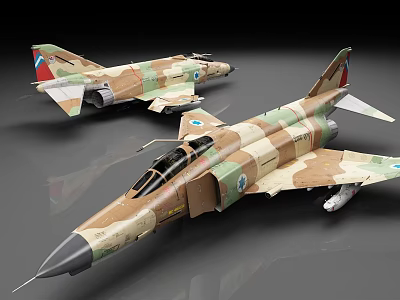 Two Detailed Camouflage Fighter Jet Scale Models With Military Design Features 3d model