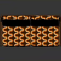 Wooden Frame Sofa With Orange Brown Swirl Pattern Upholstery And Armrests