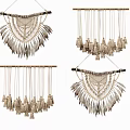 Bohemian Style Handwoven Macramé Wall Decor With Feather Tassels And Hanging Design