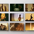 TV Screens Displaying Various Movie Scenes With Diverse Characters And Settings