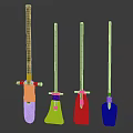 Ancient Hand Tools Collection With Long Handles And Various Head Designs