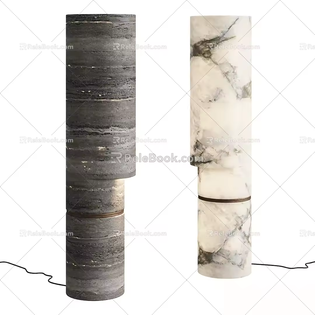 Modern Stone Floor Lamp Collection 3d model