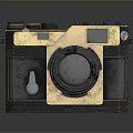 Vintage Nikon Camera With Gold And Black Retro Design And Classic Lens