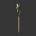 Golden Hairpin Jewelry With White Flowers Red Centers Green Leaf And Pearls