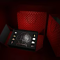Elegant Decorative Ornament Set In Black Box With Red Shopping Bags And Golden Details