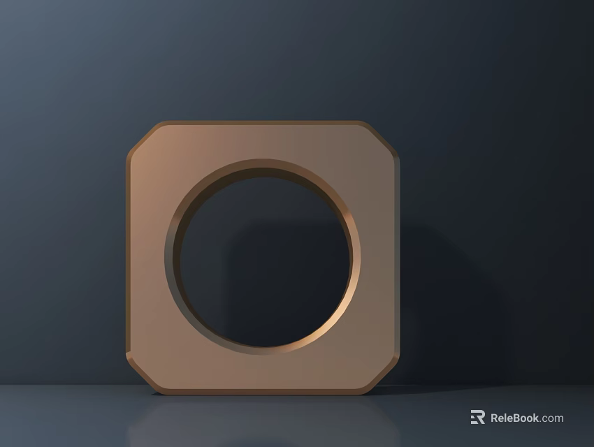 Elegant Modern Gold Square Washbasin With Circular Opening On Gray Countertop 3d model 