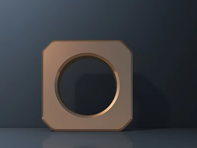 Elegant Modern Gold Square Washbasin With Circular Opening On Gray Countertop 3d model