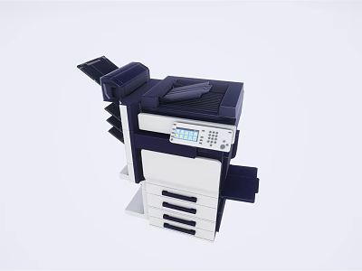 Multifunctional Office Appliance With Black And White Design Digital Display And Paper Trays 3d model