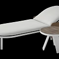 Modern White Lounge Chair With Ergonomic Design And Wooden Side Table