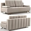 Beige Tufted Fabric Sofa With Modern Design Armrests And Metal Legs
