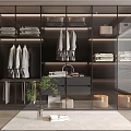 Modern Glass Door Wardrobe With Interior Storage Hanging Clothes And Folded Garments
