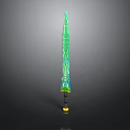 Decorative Green Sword With Intricate Floral Patterns Blue Yellow Accents And Yellow Black Hilt