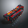 Futuristic Sci Fi Weapon With Red Black Orange Mechanical Design Cannon Barrel Detailed Structure