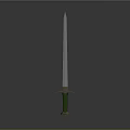Medieval Weapon Sword With Silver Blade Green Hilt And Golden Guard