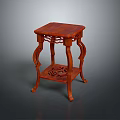Traditional Chinese Wooden Side Table With Carved Legs And Lower Shelf
