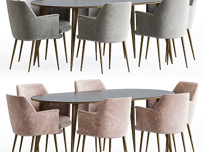 Modern Table and Chair Combination West Ulm Finley Wing Arden Oval 3d model